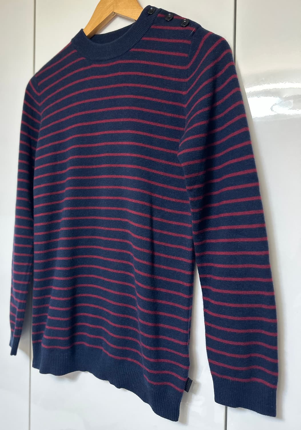 버버리울캐시미어네이비/버건디 스트라이프 니트 상품이미지3