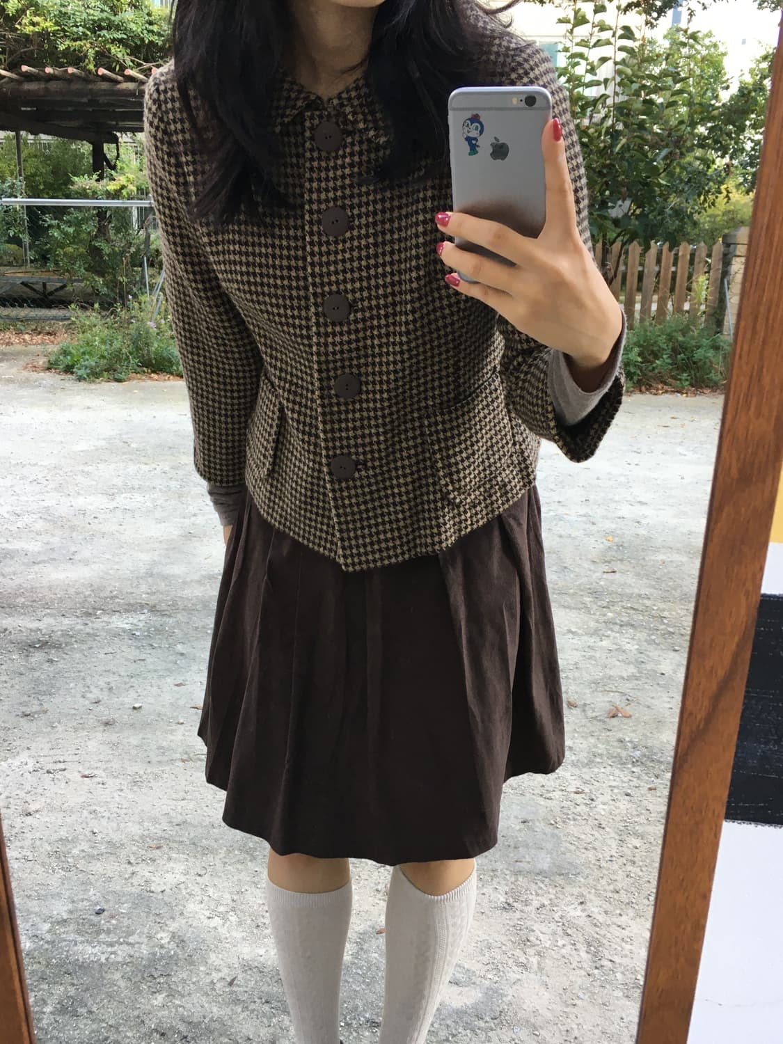 브라운 체크 숏 자켓  상품이미지3