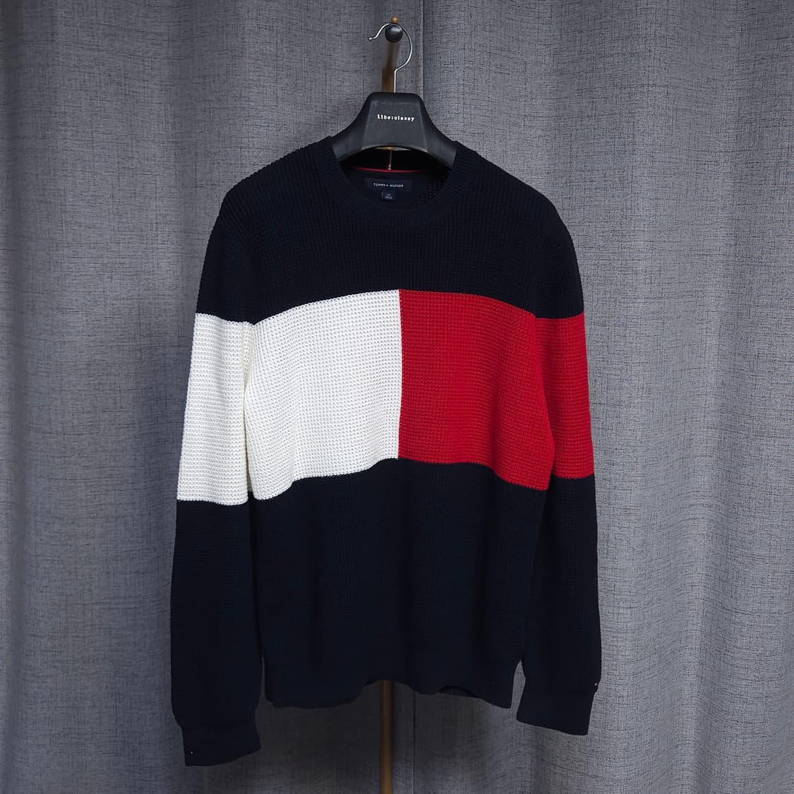 L ) 타미힐피거 빅로고 블럭 니트 상품이미지1