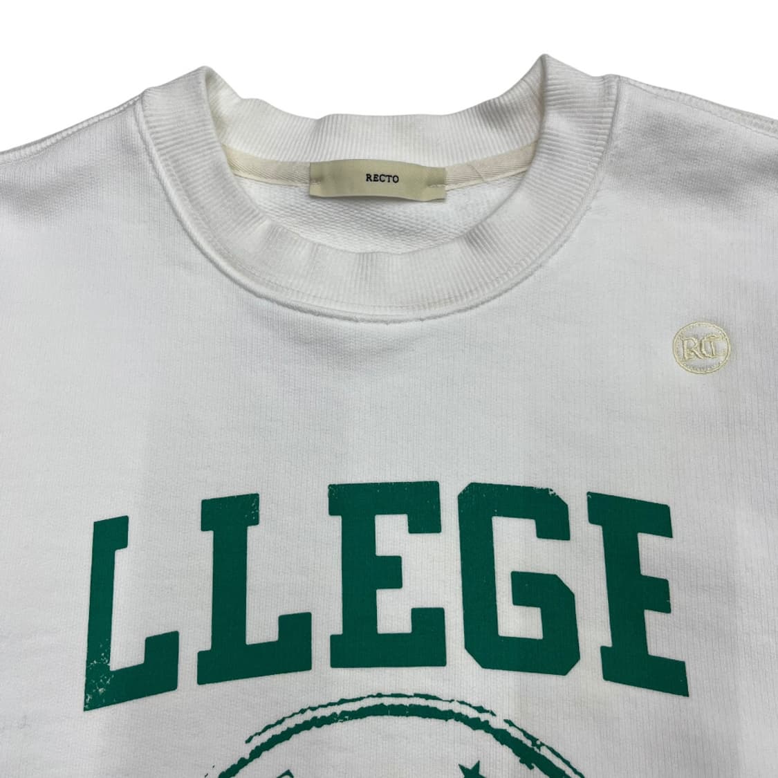 렉토 그린 프린팅 화이트 맨투맨 상품이미지4