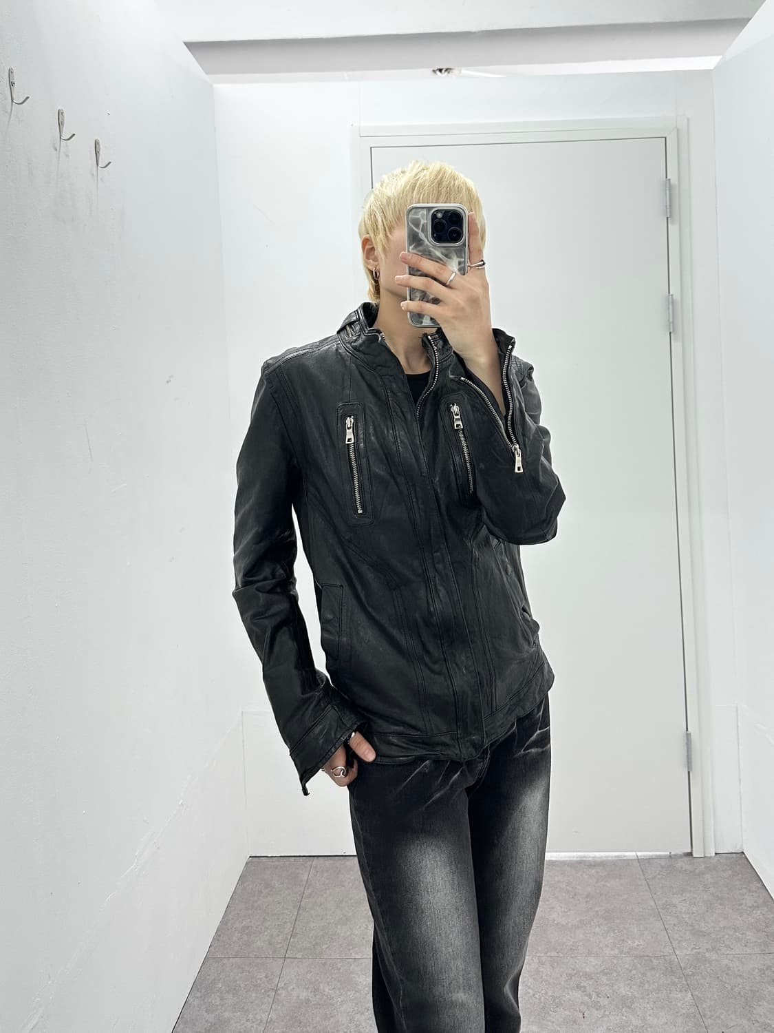 Sheepskin leather zipper detail jacket  상품이미지2