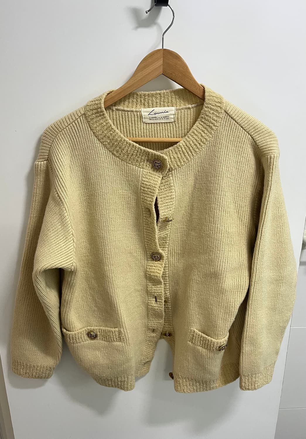 울100 빈티지 베이지 니트 가디건 상품이미지1