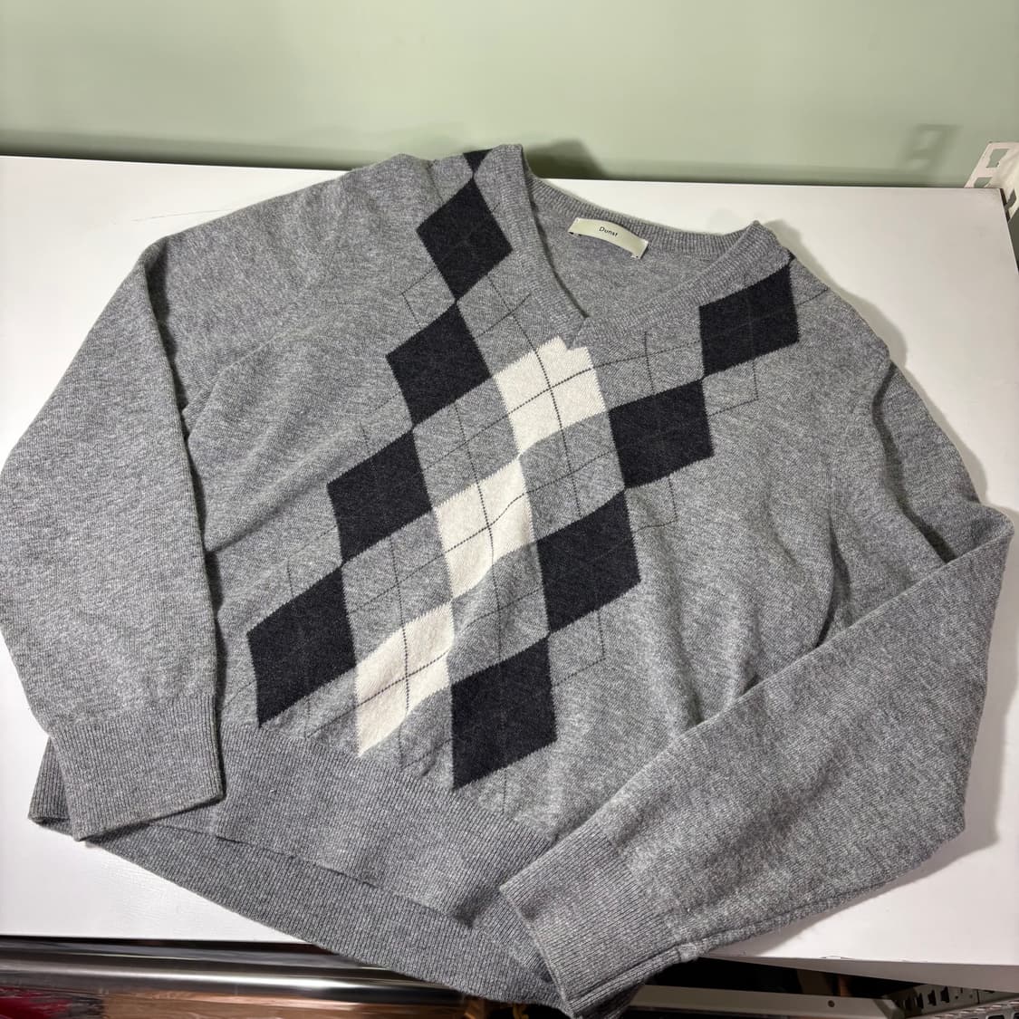 S 던스트 DUNST 그레이 아가일 브이넥니트 상품이미지1