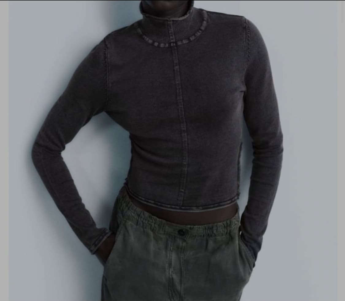 (새상품) 자라(ZARA) 에쉬드 워시드 긴팔 크롭 탑 S size 상품이미지1