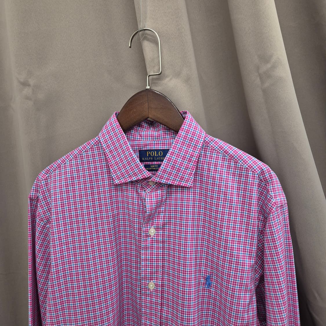 폴로 랄프로렌 깅엄 체크 슬림핏 스트레치 셔츠 M 상품이미지2