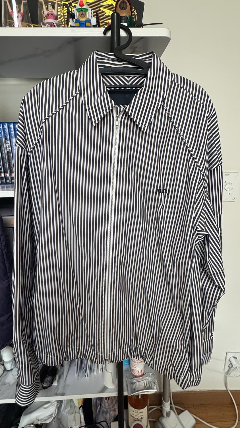 준지 스트라이프 집업 셔츠 - 브라운 44사이즈 상품이미지1