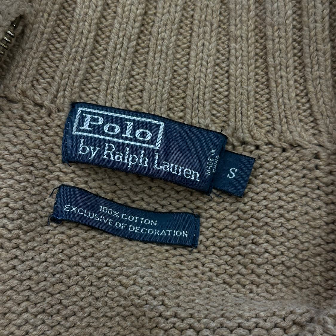 폴로랄프로렌 베이지 코튼 반집업 니트 상품이미지4