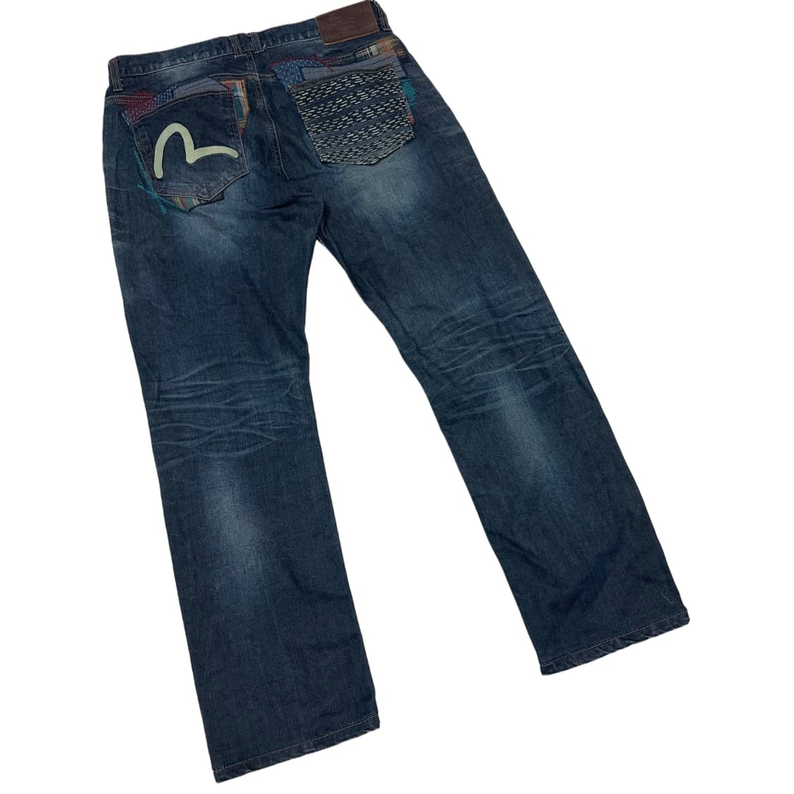 에비수 슬림 스트레이트 백로고 패치워크워싱데님진 34 상품이미지2