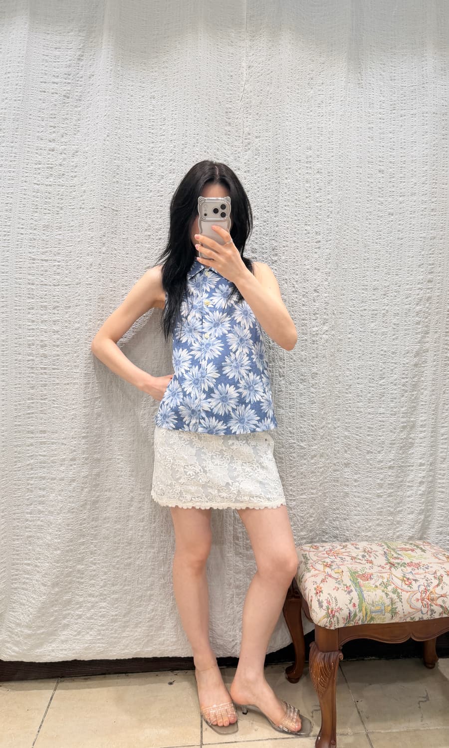Floral lace pocket mini skirt 상품이미지3