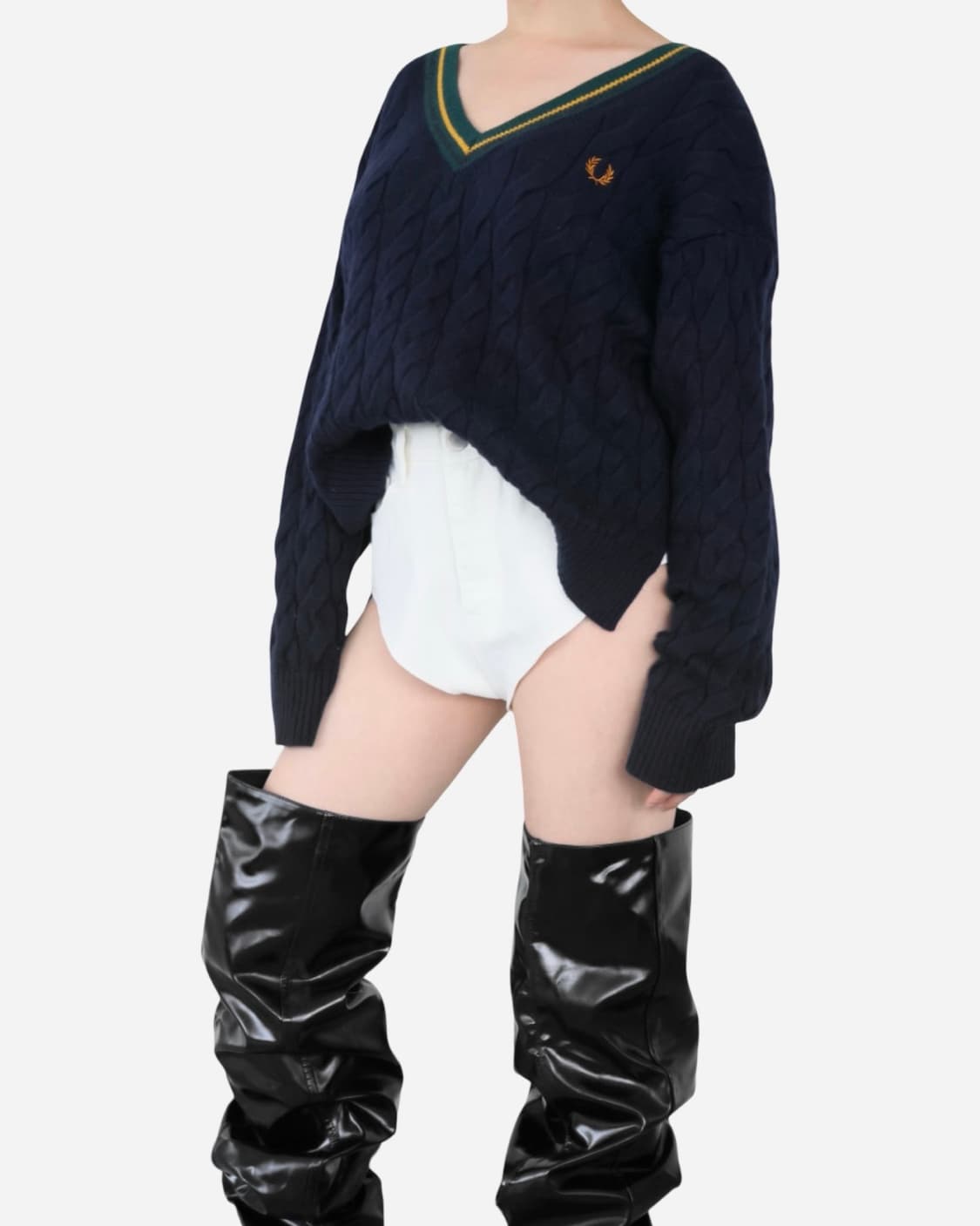 Fred Perry Cable Knit V-Neck Sweater 상품이미지4