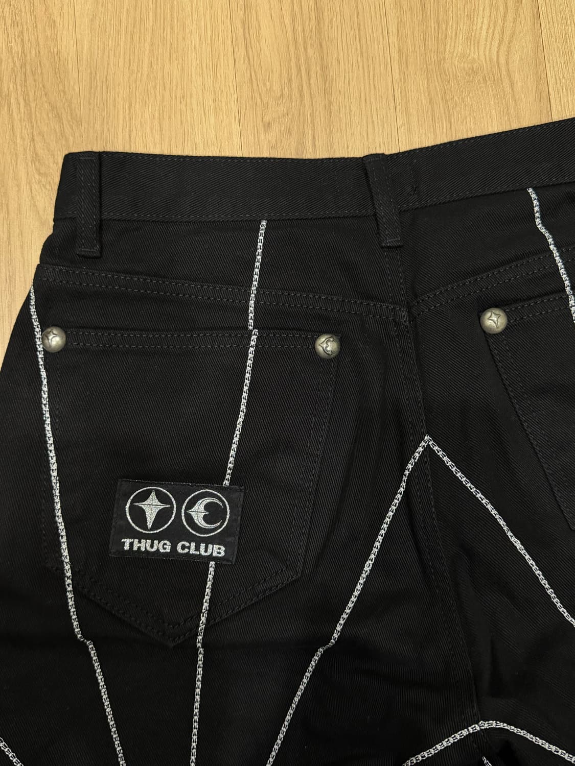 떠그클럽 Chain Stitch Denim Pants (블랙 1사이즈) 상품이미지4