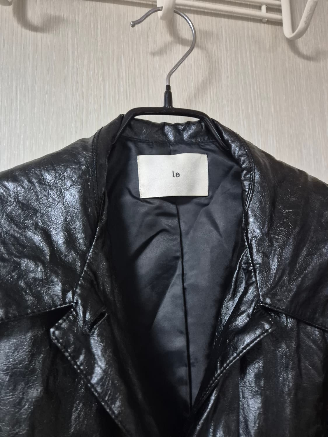 le 르  레더 코트  페이크 하프 코트 블랙 상품이미지7