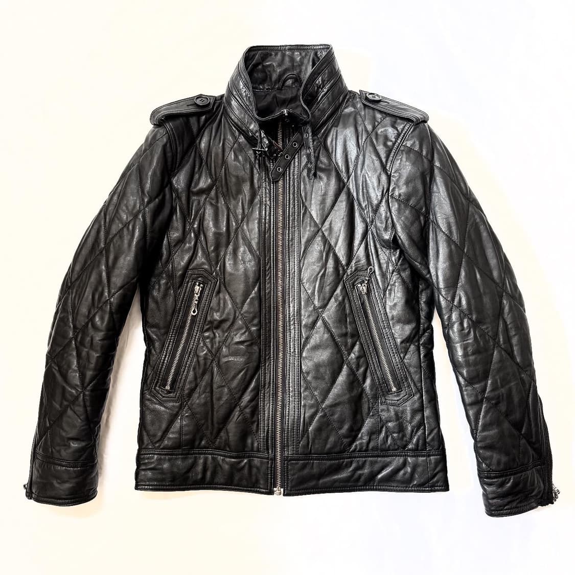 MALE&CO - 하이넥 레더 자켓 상품이미지1