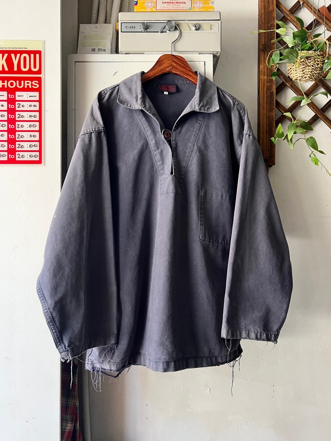 [XL]90's 빈티지 워싱 스목 프렌치 워크자켓 상품이미지1