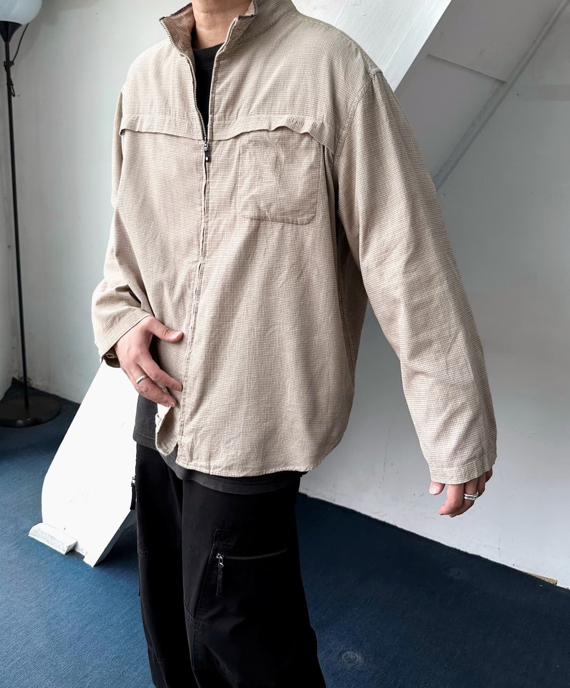 Design check shirket zip blouson 상품이미지10