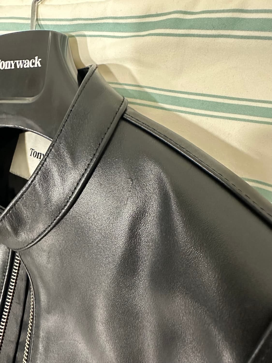 토니웩 레더 카프 레이서 블루종 자켓  L 사이즈 상품이미지8