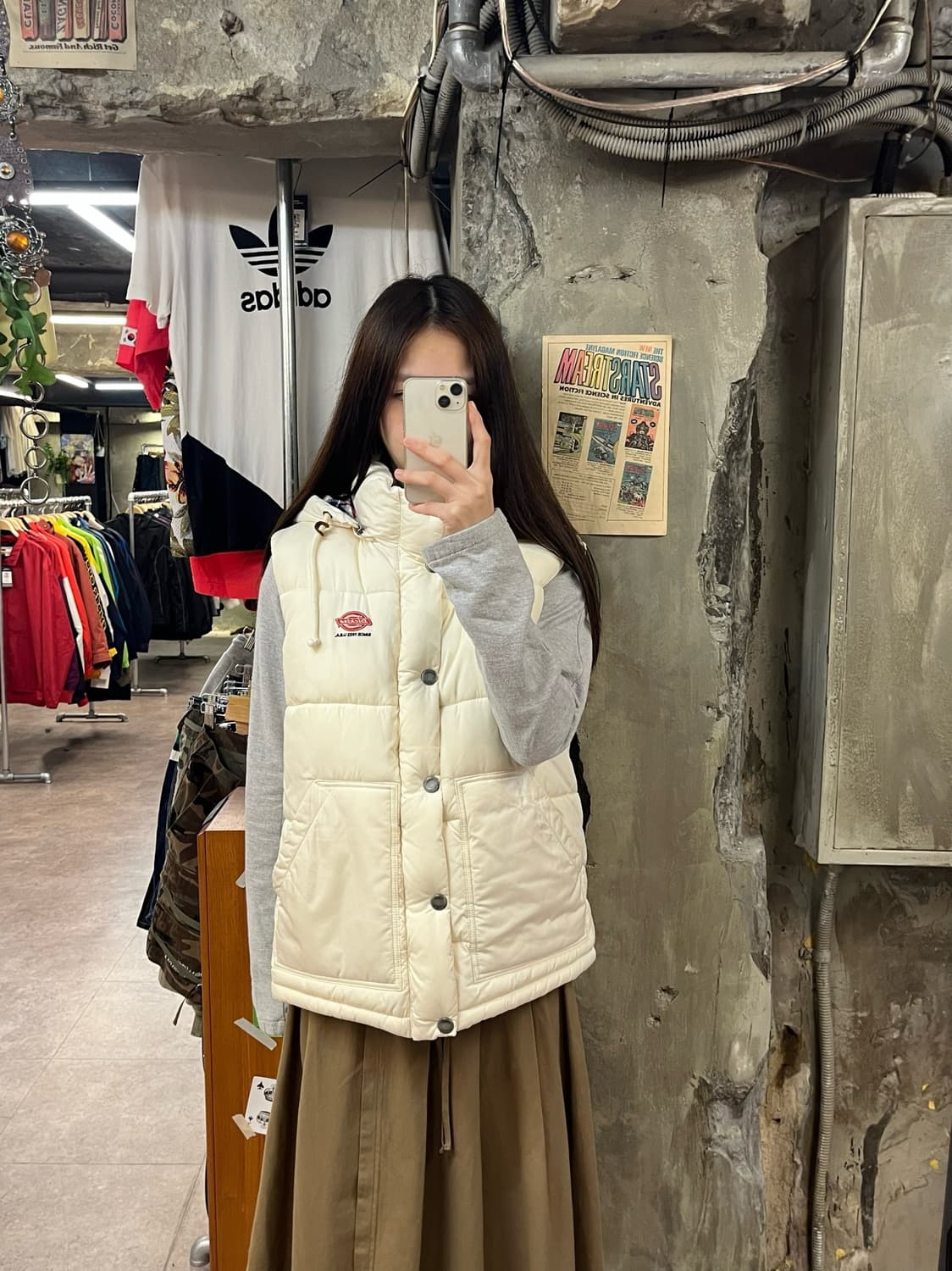 디키즈 버튼 패딩 베스트 아이보리 M #csz1481 상품이미지2