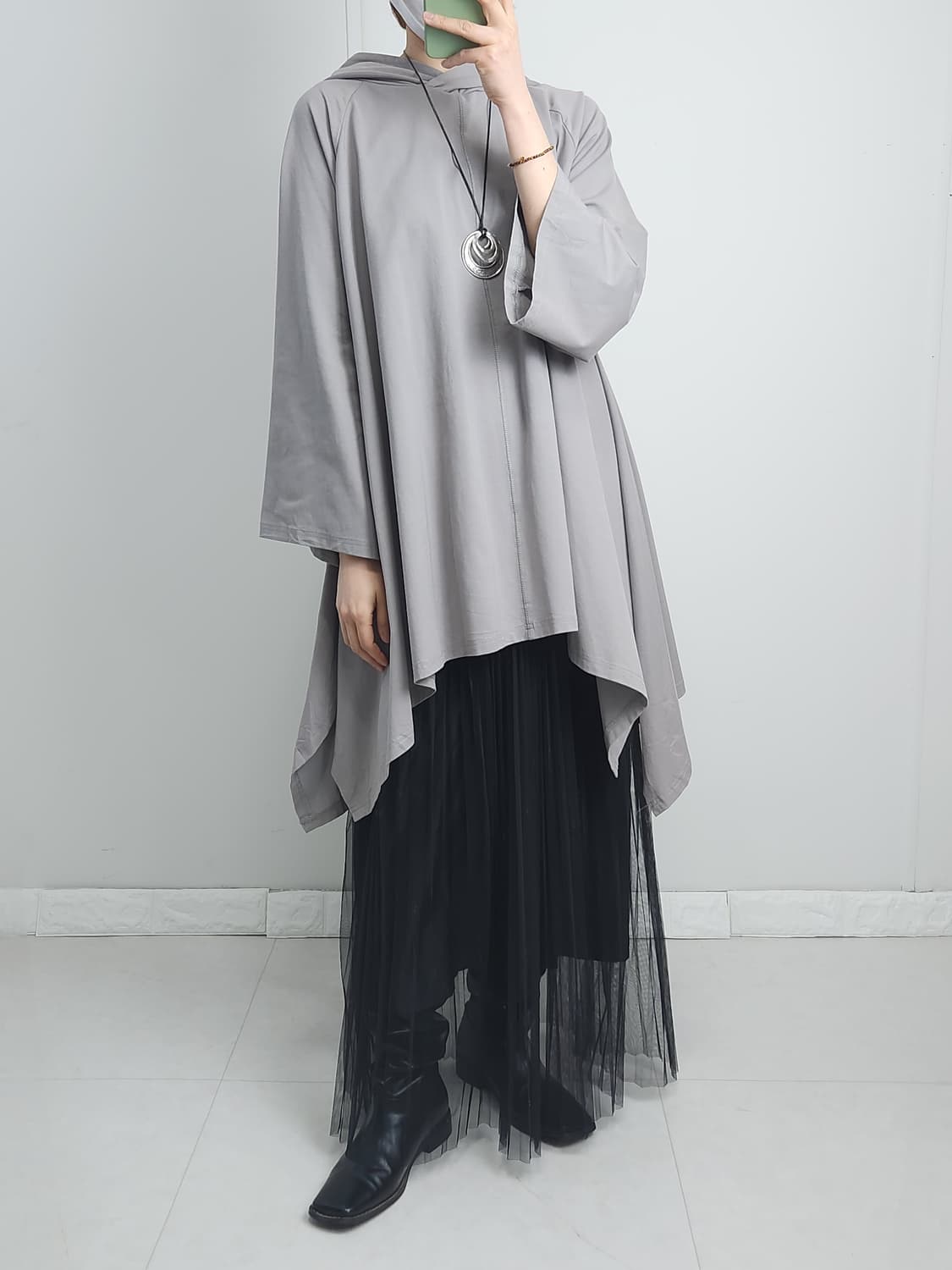 (GU)플리츠 샤 롱 스커트 상품이미지5