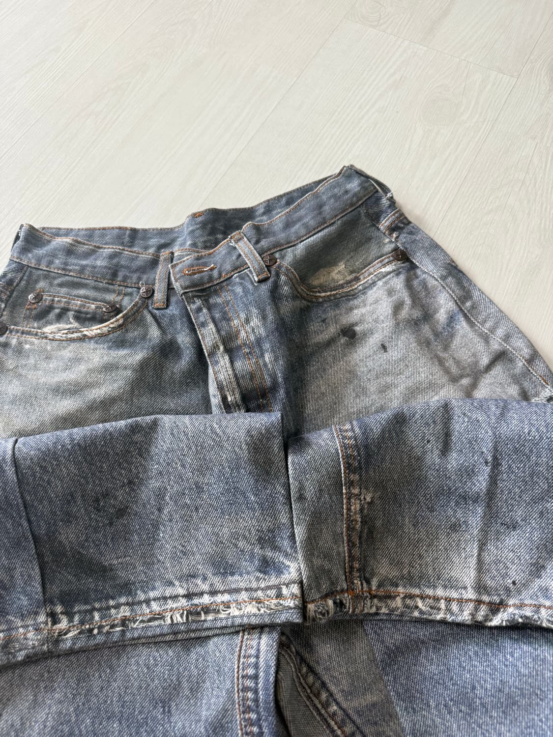 마하그리드 빈티지 프린트 데님 팬츠 블루 (면바지) 상품이미지6