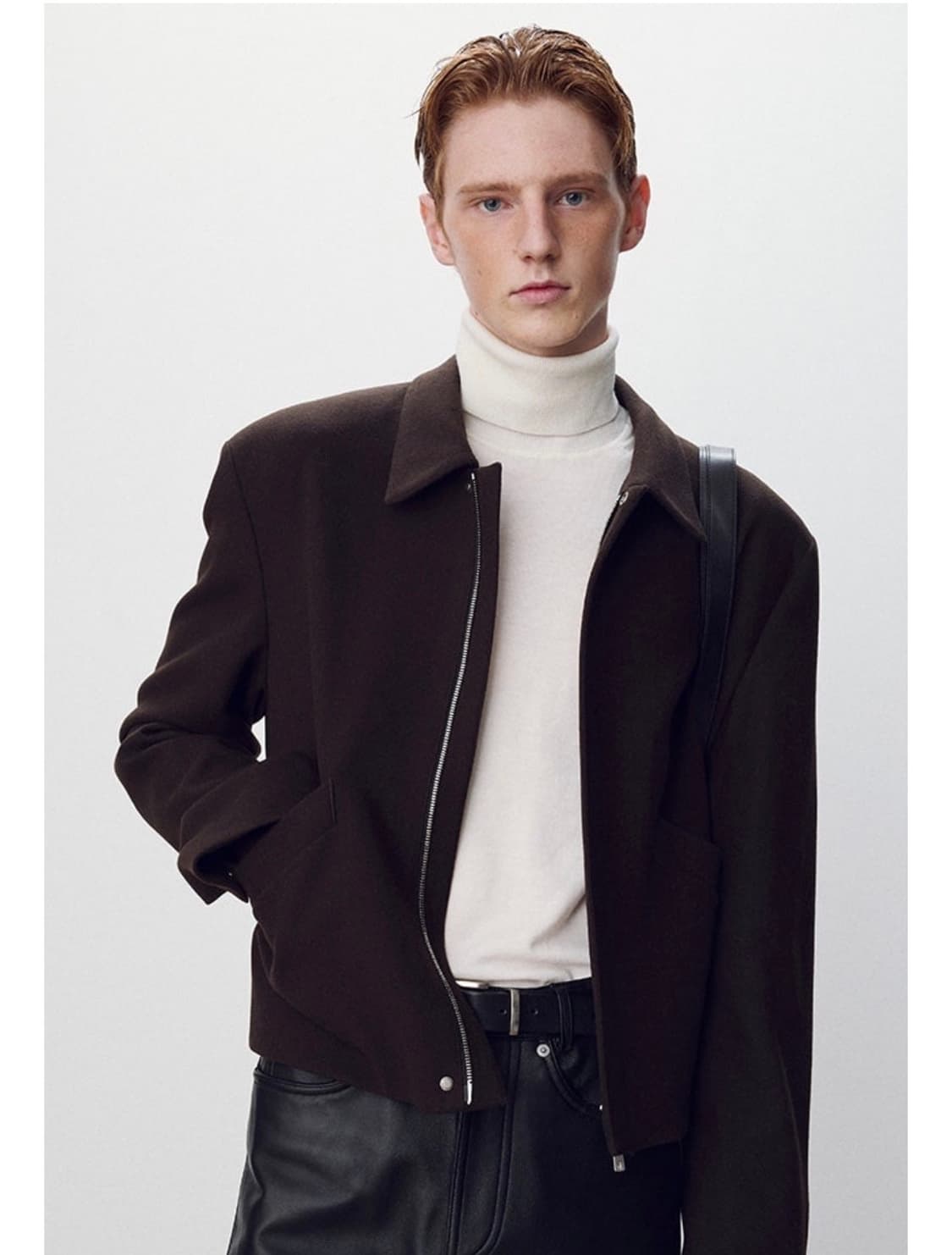 토니웩 / 버진울 크롭 블루종 (다크브라운) / L 상품이미지2