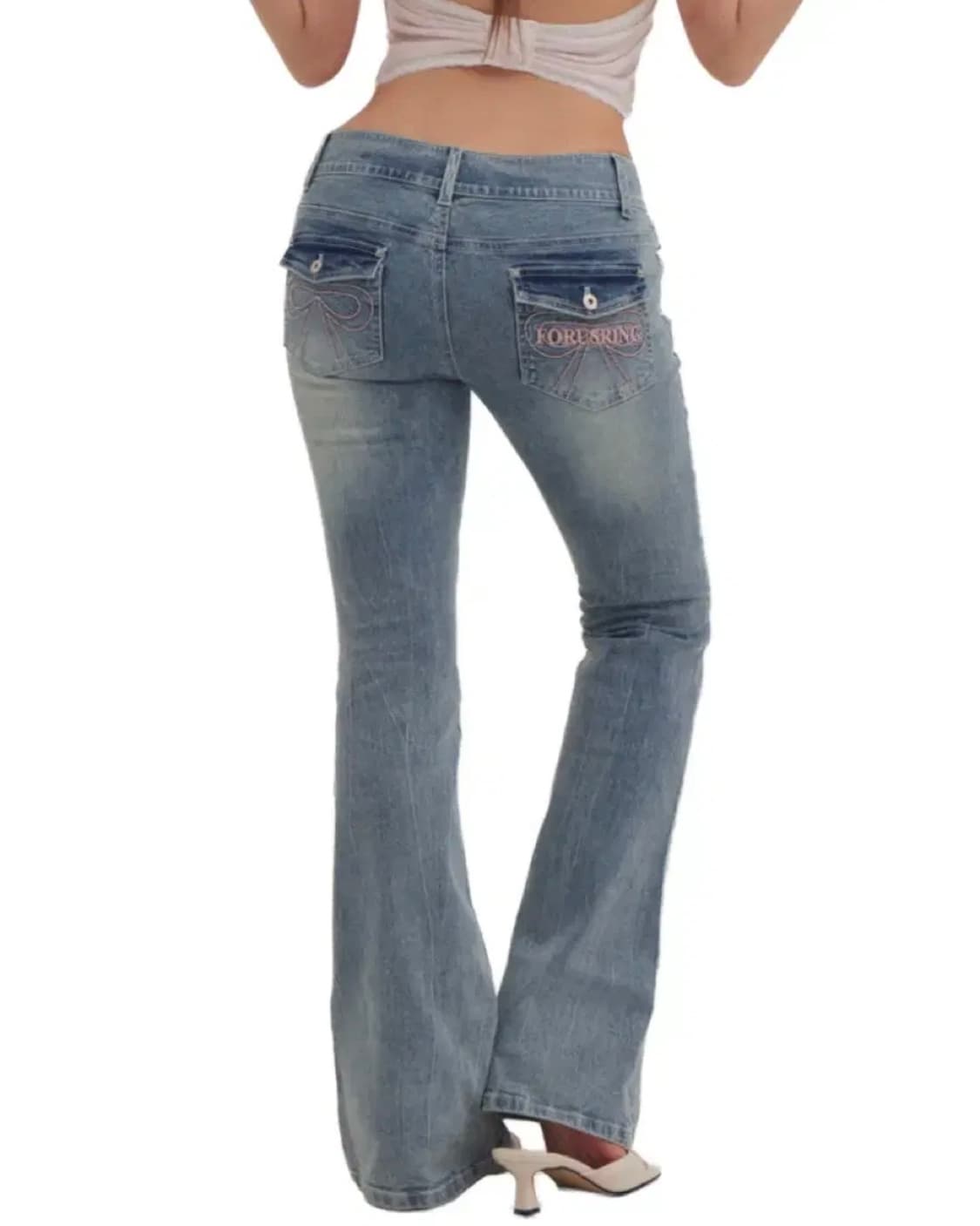 포어링 - Ribbon stitch bootcut jeans [BLUE] 상품이미지1