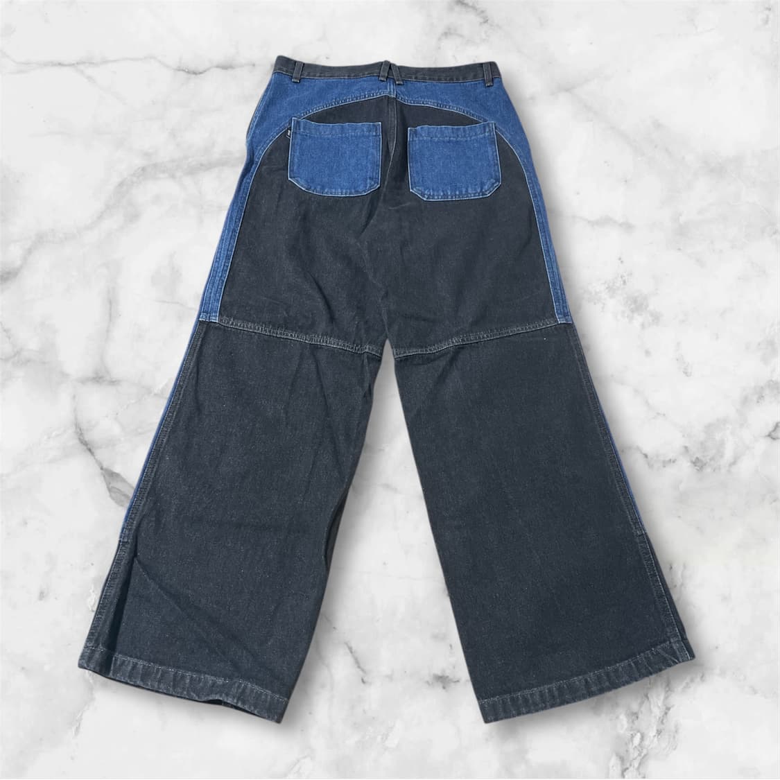 빈티지 - 믹스매치 와이드 데님팬츠 상품이미지1