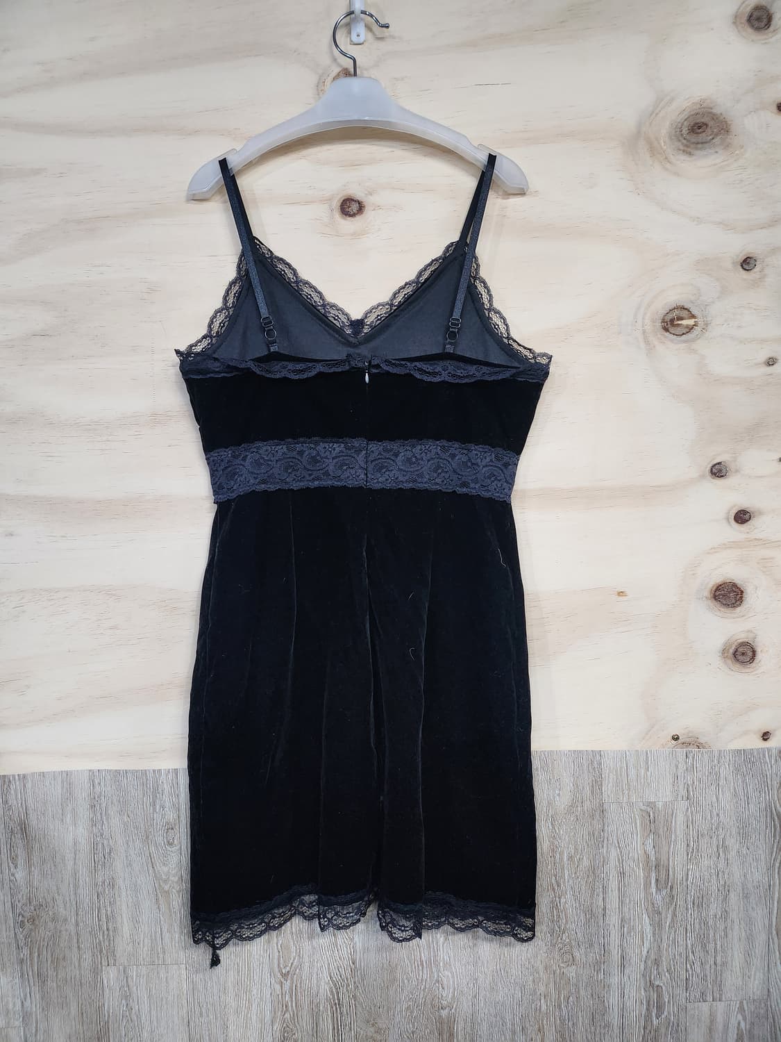 1098) 블랙 벨벳 레이스 슬립 미니 원피스 상품이미지2