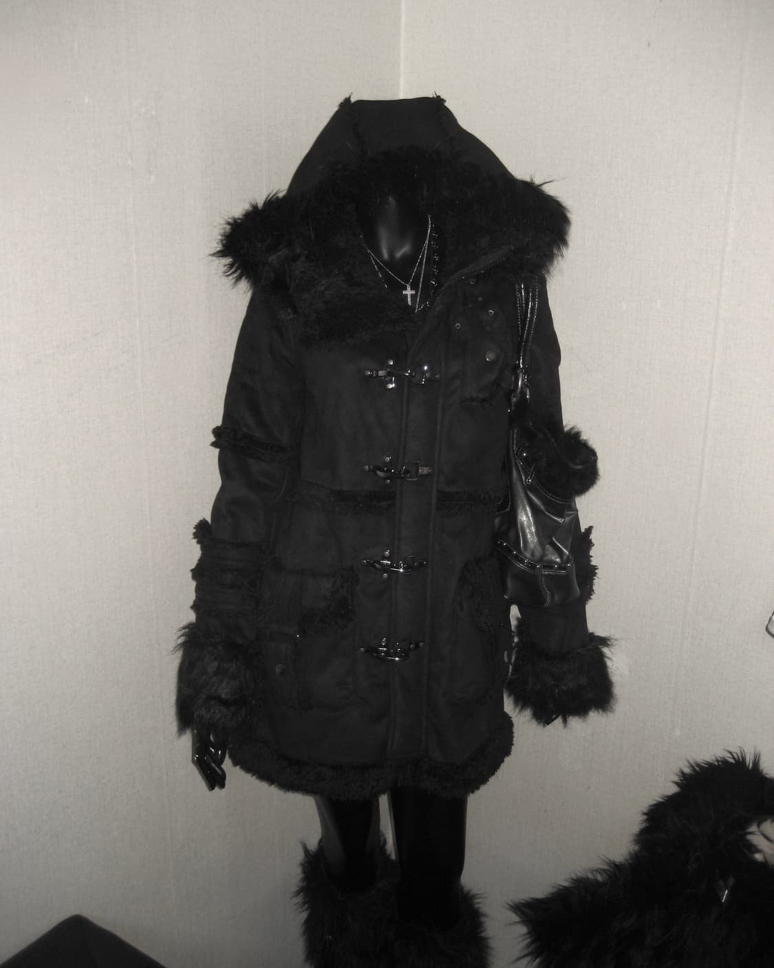 버클 퍼 후드 트리밍 코트 갸루 상품이미지4