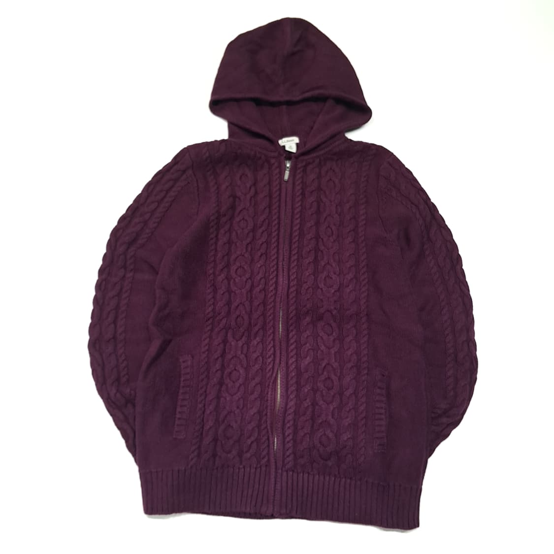 CL307 M 엘엘빈 00s 케이블 후드 집업 다크퍼플 니트 스웨터 상품이미지1