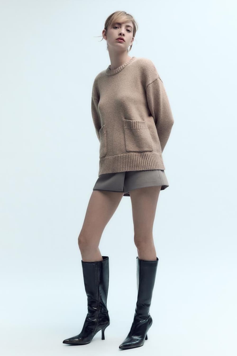 Zara 빈티지 레더 부츠 힐 상품이미지1