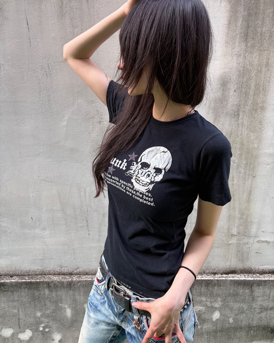 Y2K Skull Graphic Slim T-shirts 상품이미지2
