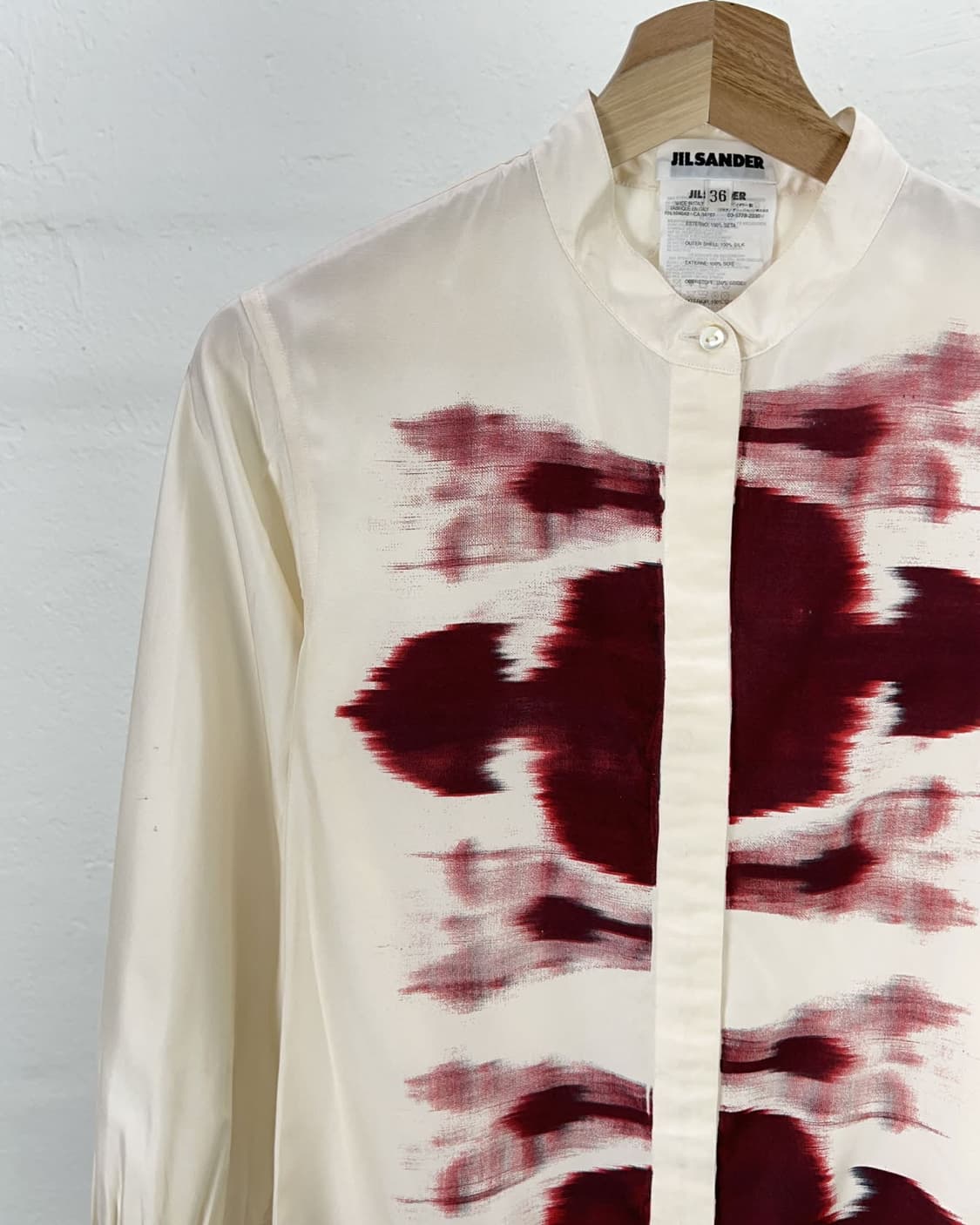 질샌더 아이보리 이캇 스탠드 카라 트윌 셔츠 상품이미지2