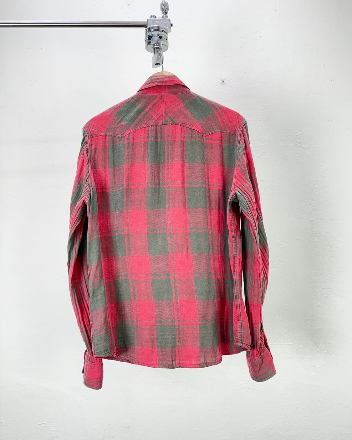 디젤 피그먼트 워시 웨스턴 스냅 체크 코튼 셔츠 상품이미지6