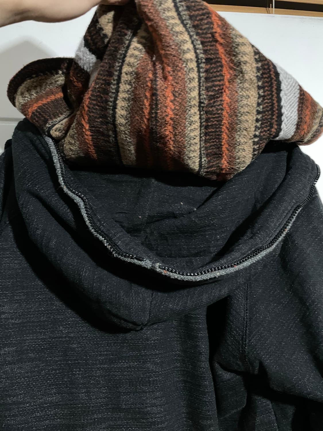 JPN vtg 에스닉 더블 후드 집업 상품이미지6