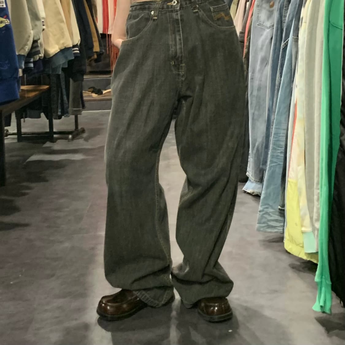 [IM] vtg 워싱 힙합 데님 팬츠 다크브라운 상품이미지2