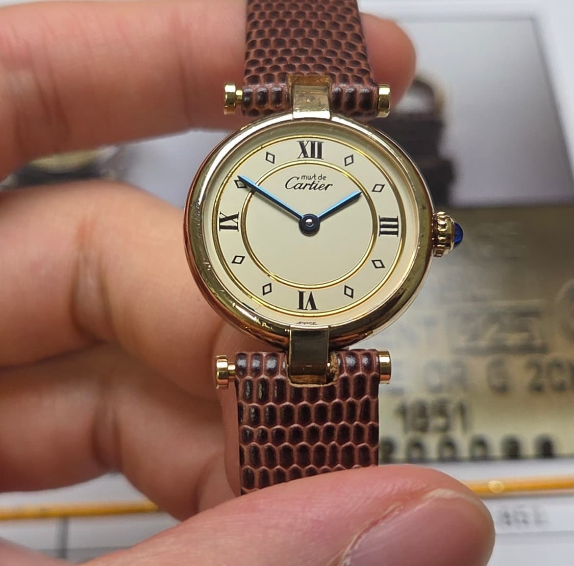 빈티지 까르띠에 머스트드 방돔 희귀 요구르트판 블루핸즈 여성용 (감정서  상품이미지2