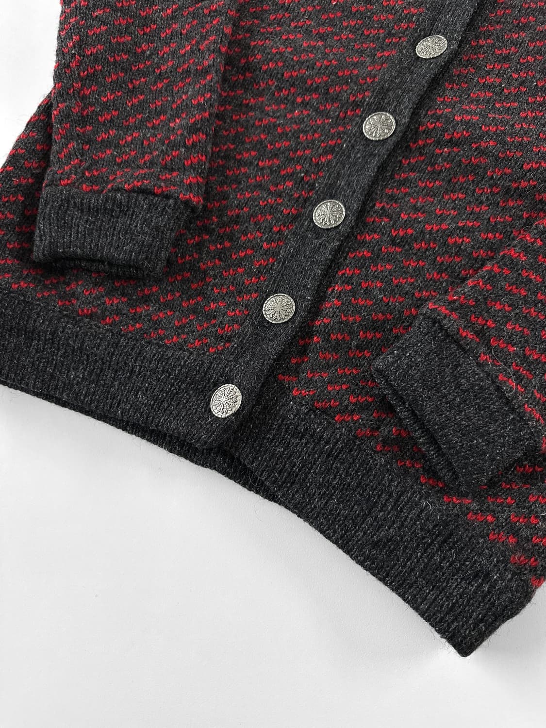 80s 빈티지 엘엘빈 버드아이 패턴 울 가디건 상품이미지7