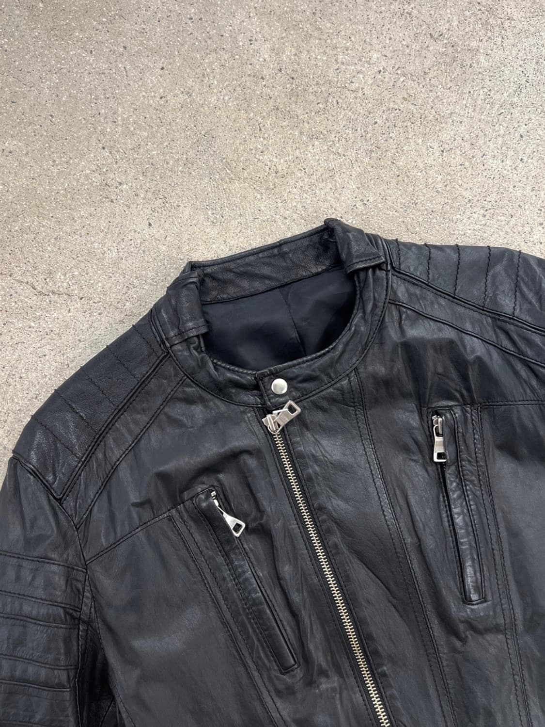 빈티지 램스킨 모토 바이커 레더 자켓 상품이미지6