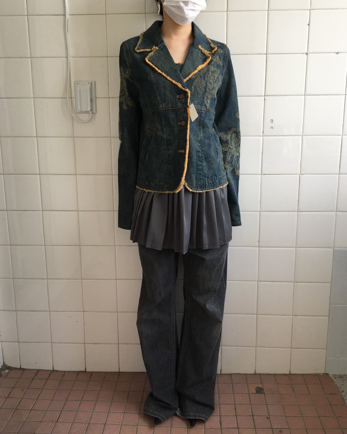 Flower point denim washing jacket 상품이미지9