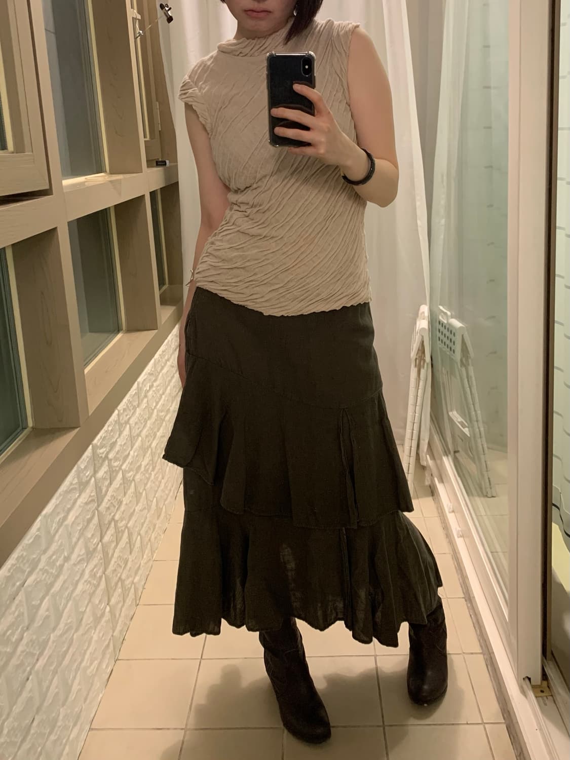 Asymmetric Layered Slit Skirt 상품이미지7