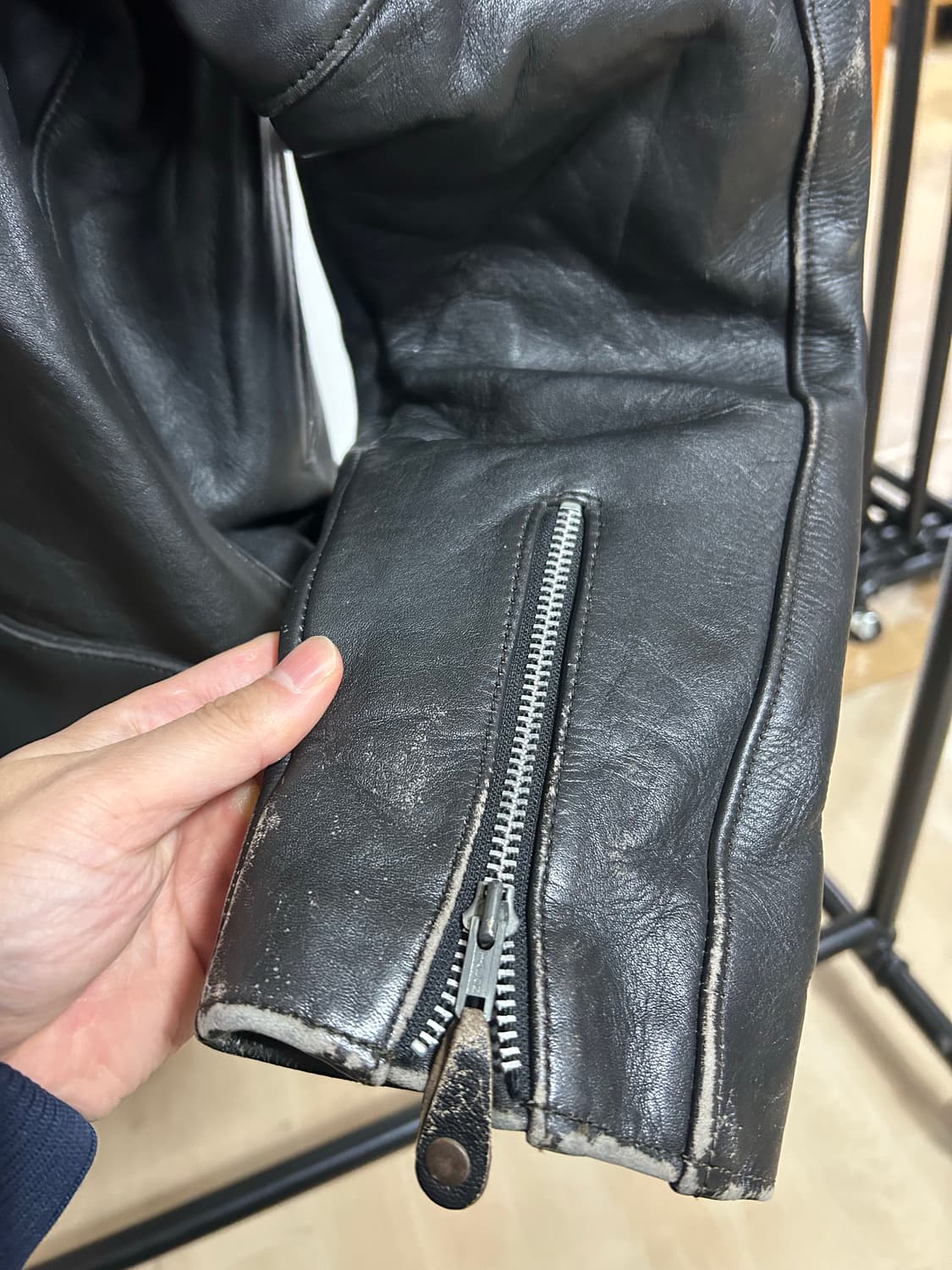 빈티지 레더 라이더 자켓 XL 상품이미지5