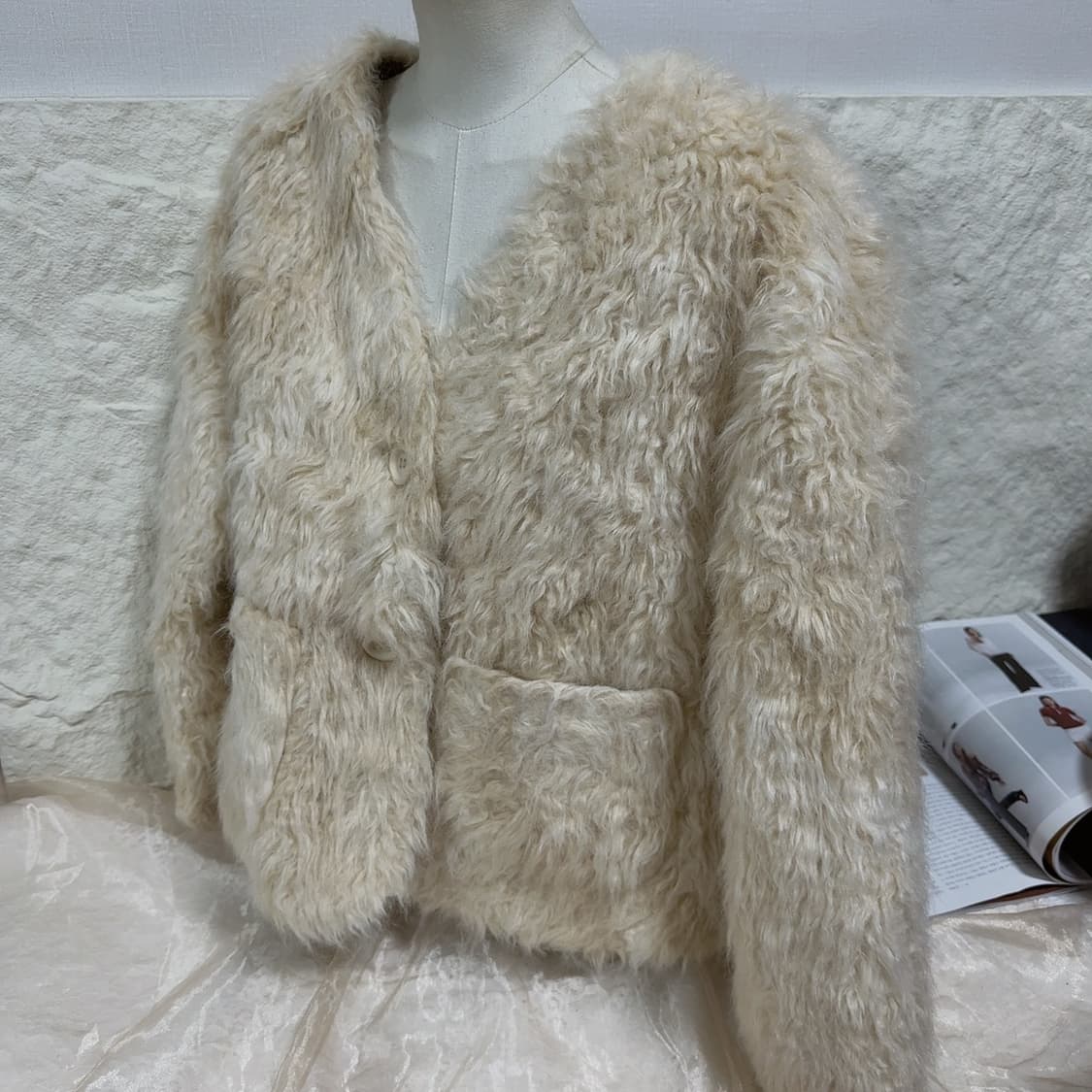 빈티지 인조퍼 양털느낌 무스탕 상품이미지3