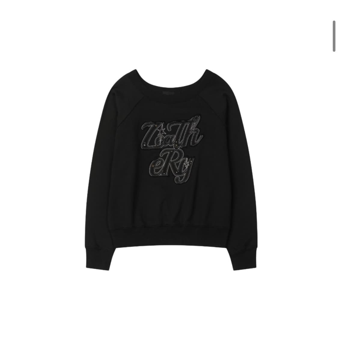 (FREE) 레더리 오프숄더 아플리케 스웻셔츠 [BLACK 상품이미지9