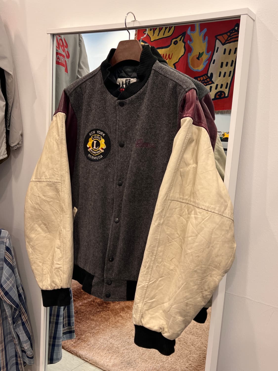 90s Identity 아이언 메이든 리얼레더 울 바시티 자켓 (USA) 상품이미지1