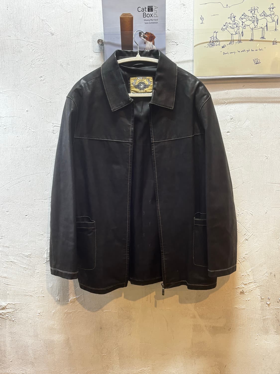 빈티지 하드 가죽 자켓/다크브라운 상품이미지7