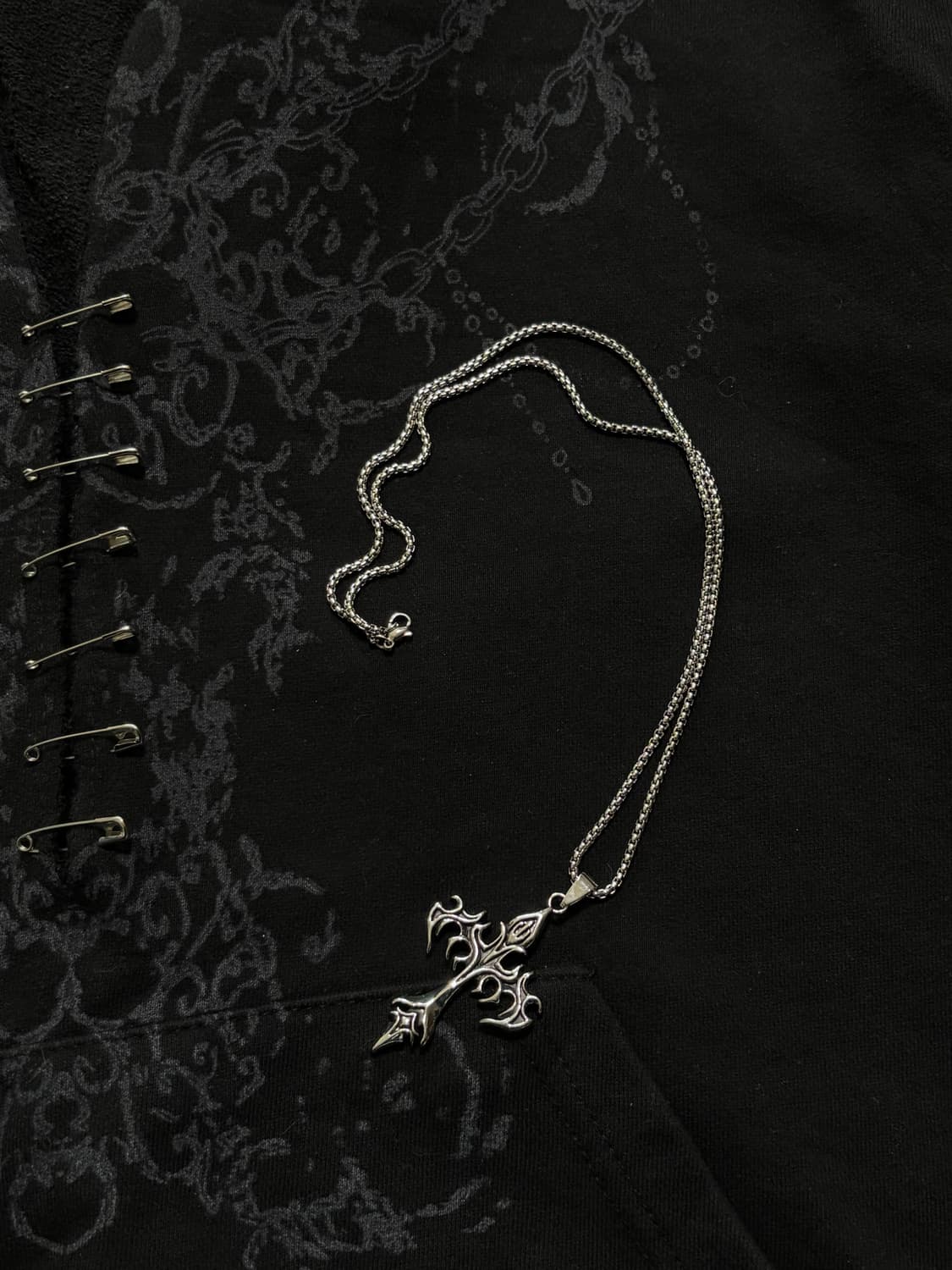 3set) 브이넥 포켓 후드/카모 두붙바/십자가 고딕 목걸이 세트 상품이미지6