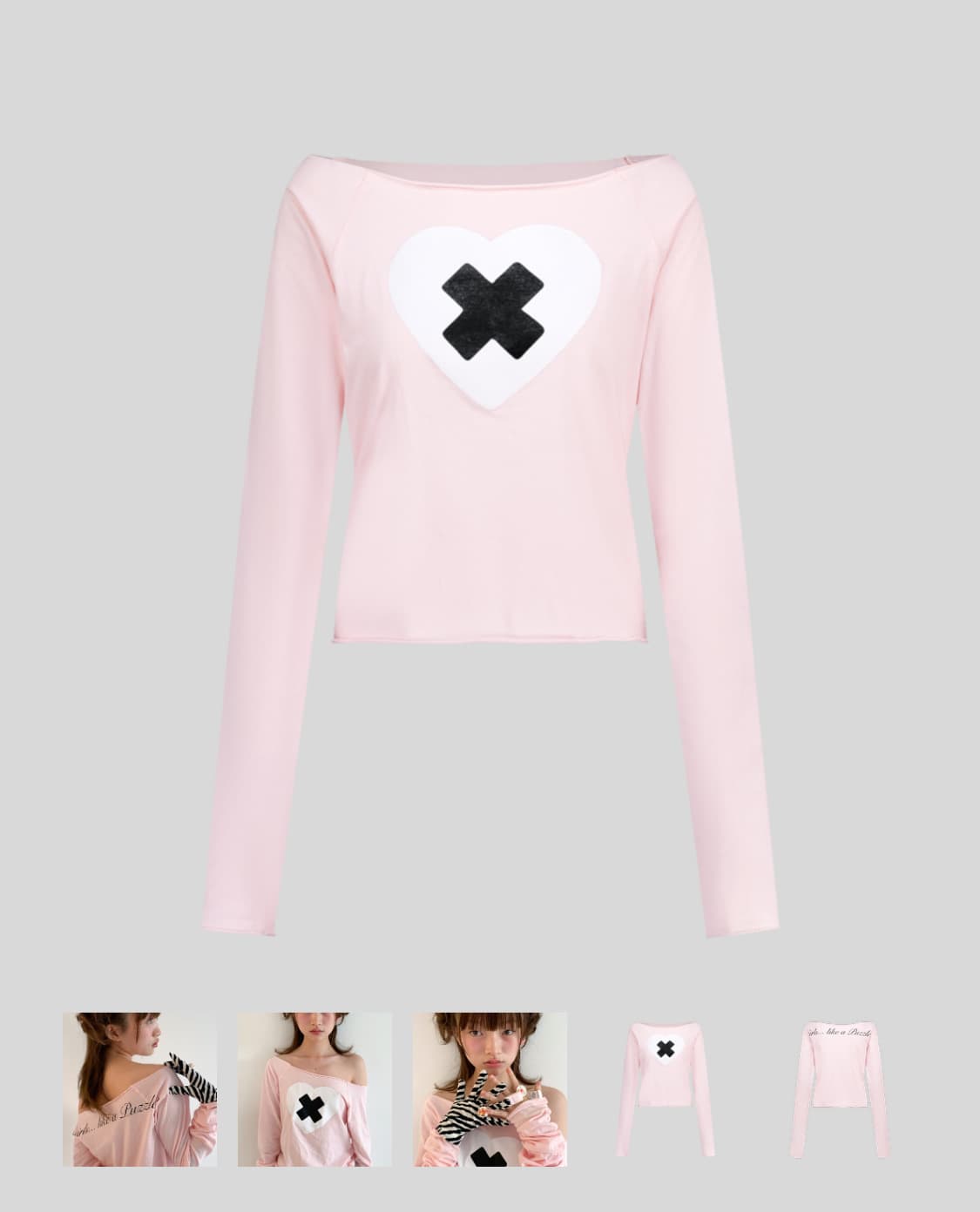 cross heart cut off t-shirt (light pink) 상품이미지1