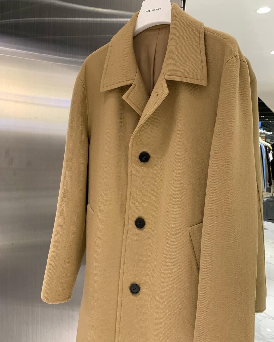 솔리드옴므 베이지 트윌 발마칸 로브 코트 50사이즈 상품이미지9