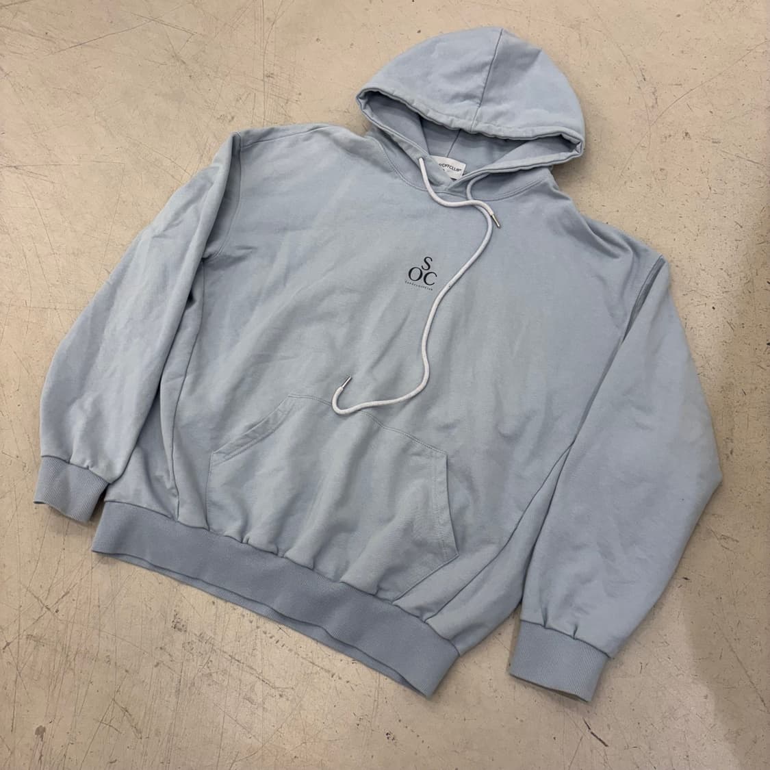 선데이오프클럽 빅로고 스카이블루 후드티 상품이미지2