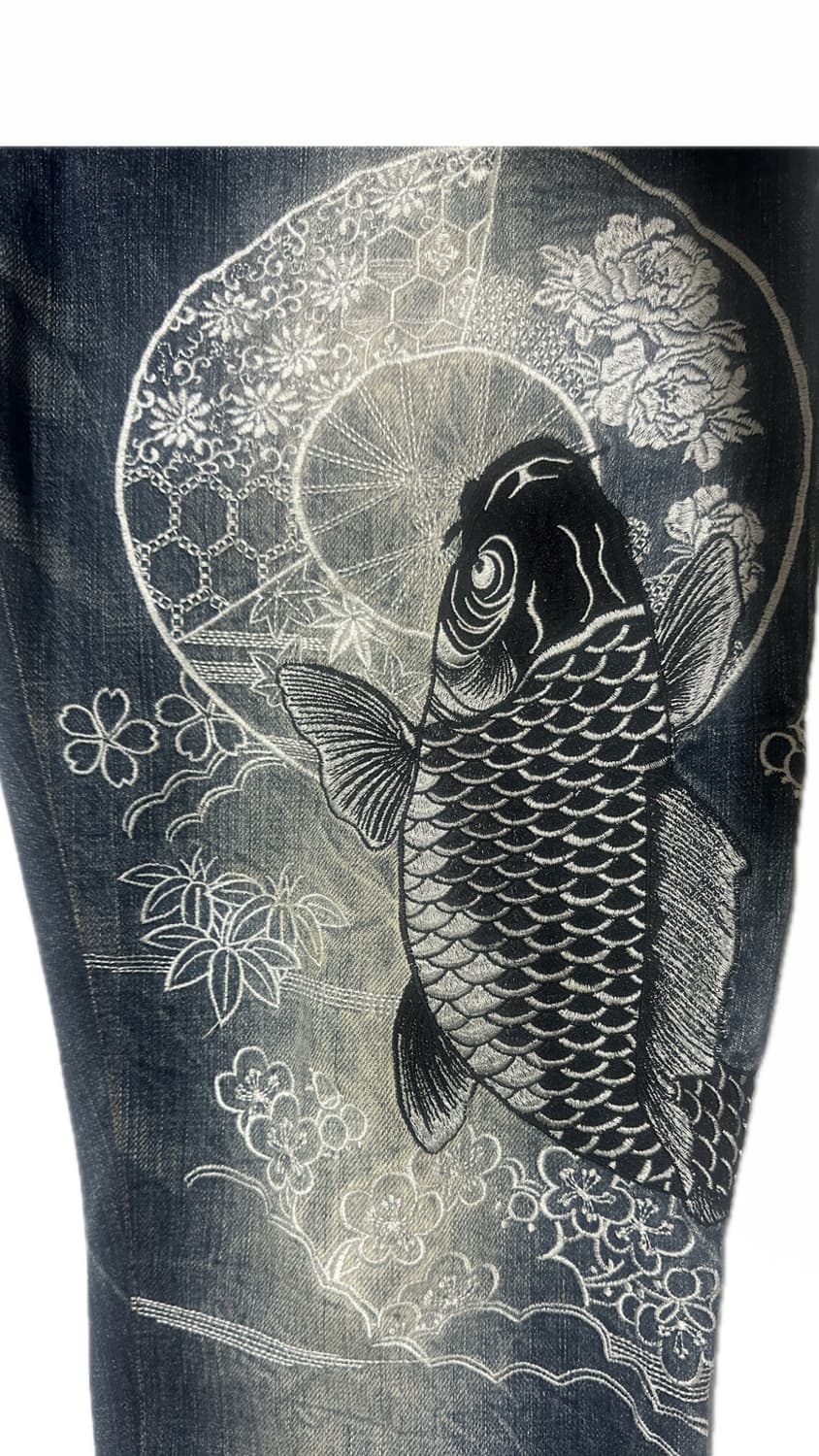 카라쿠리 타마시 - 잉어 자수 데님 진 상품이미지4